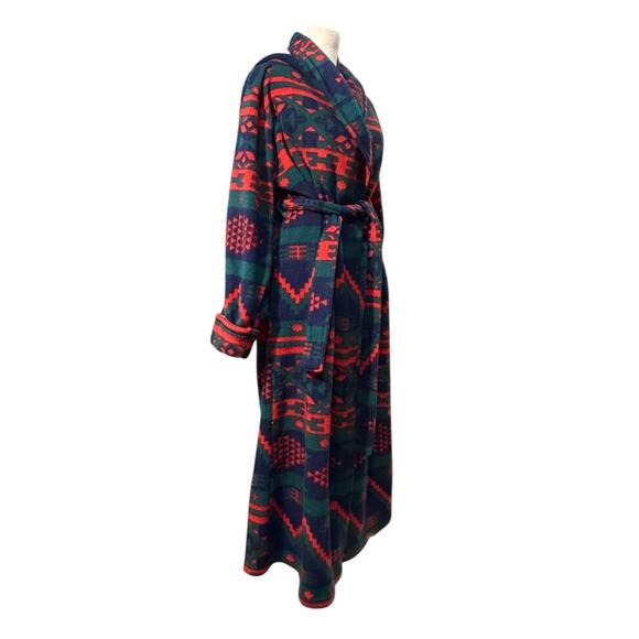 Cypress Fleece Robe Women S Thick Cozy Aztec Southwest Long Plush Vintage 90s - Picture 3 of 8